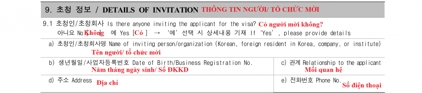 cách điền đơn xin visa hàn quốc