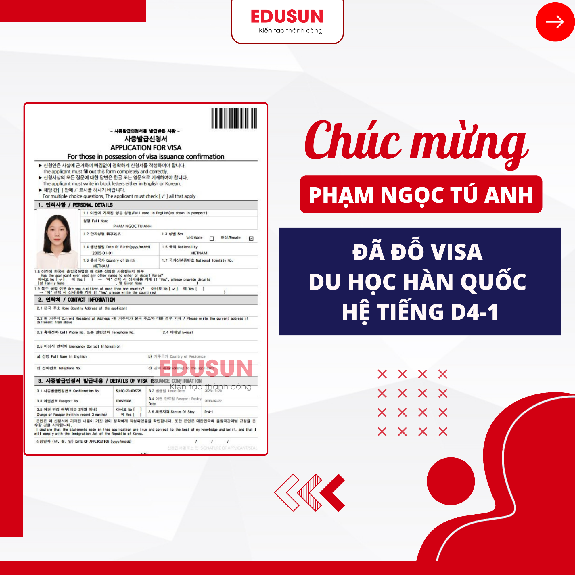 Phạm Ngọc Tú Anh visa D2-6