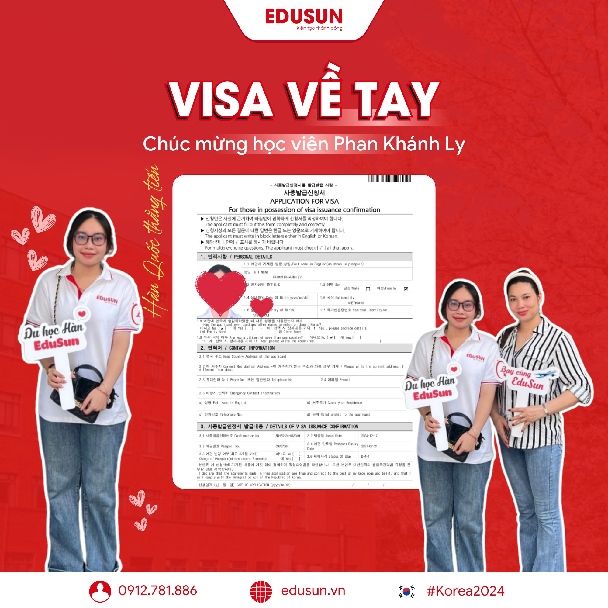 Visa D4-1 của học viên Phan Khánh Ly