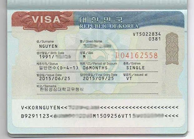 Visa du học Hàn Quốc D4-1 hệ học tiếng được cấp mới nhất