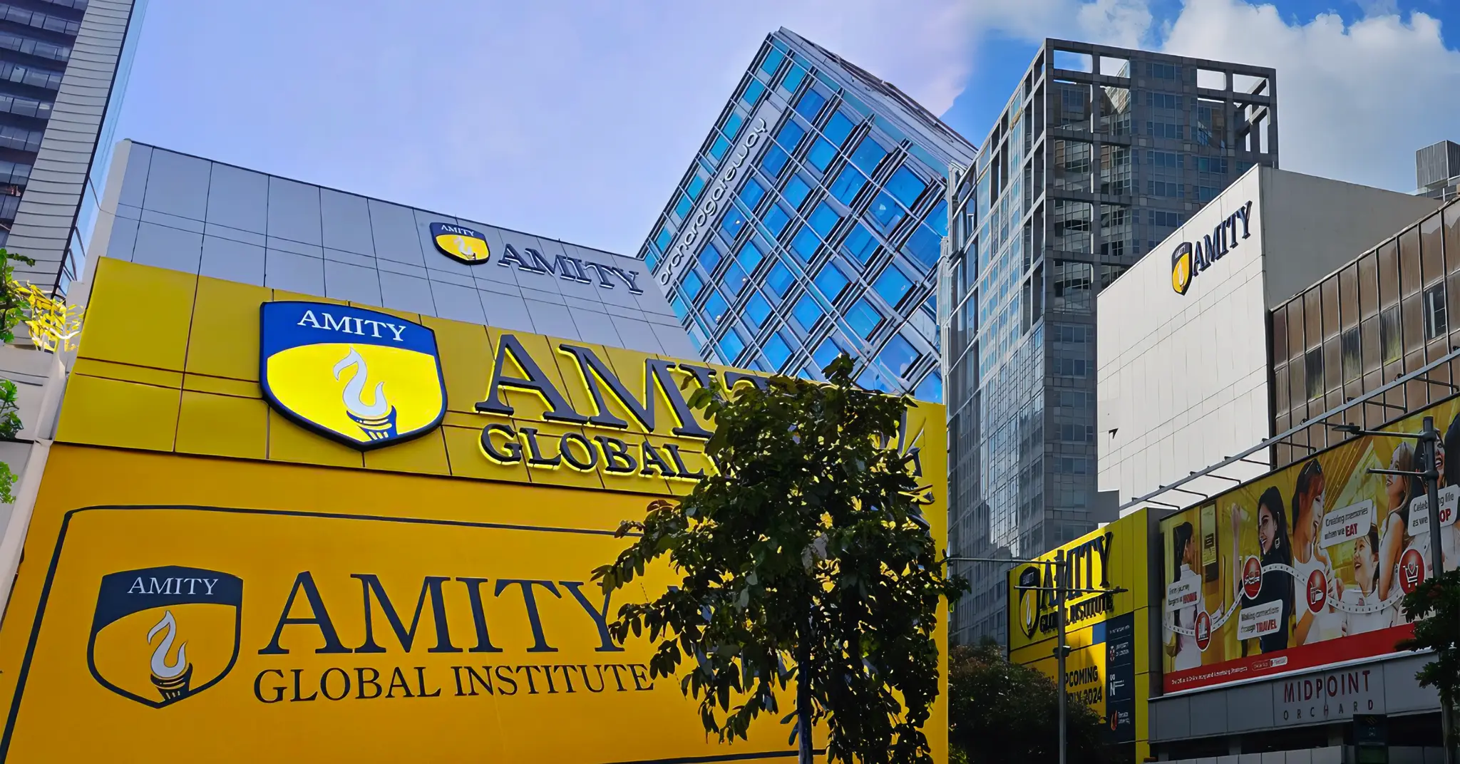 Tòa nhà cơ sở vật chất của học viện tư thục Amity Global Institute tại Singapore.