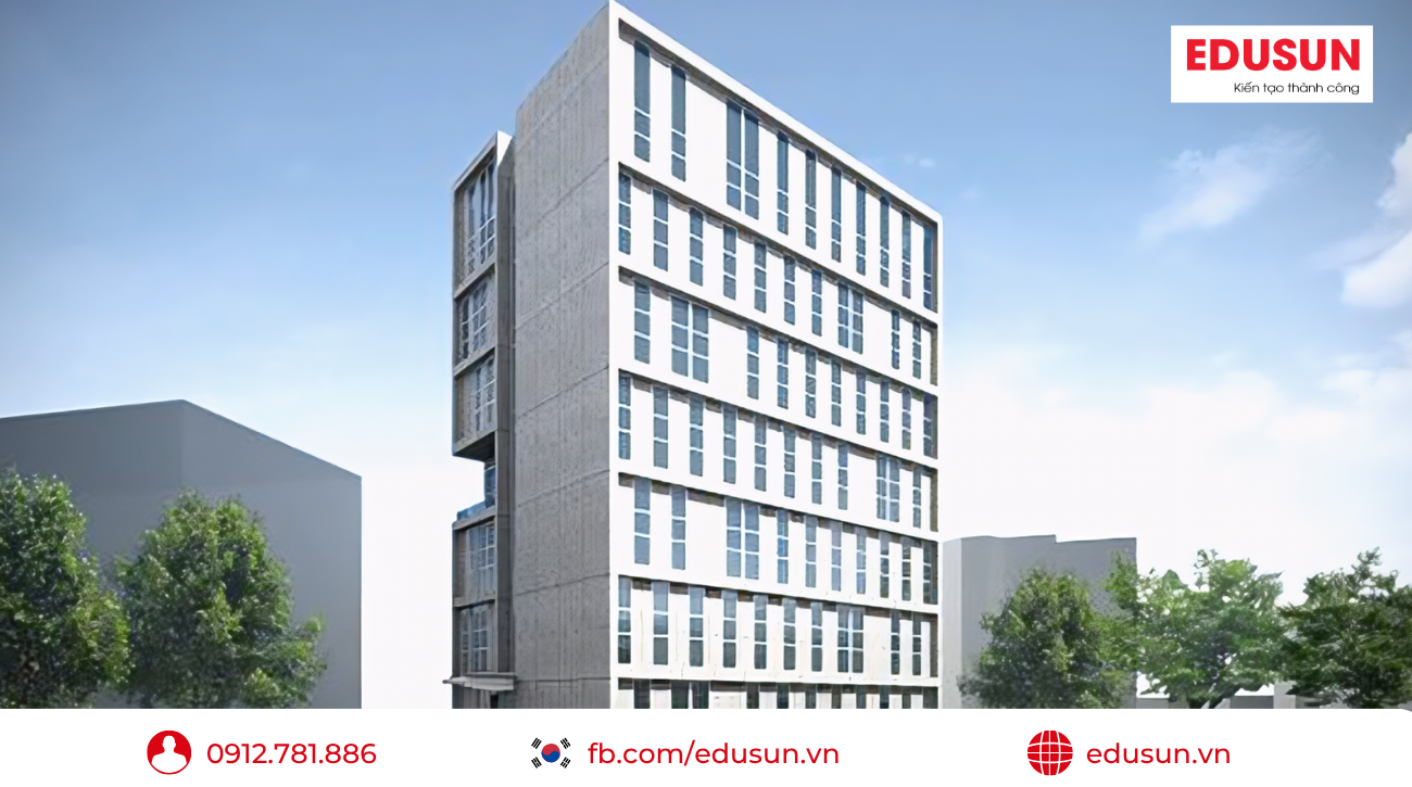 Tòa nhà ký túc xá Tòa B hiện đại của trường Đại học Kyung Hee.