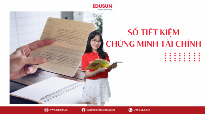Nữ sinh viên cầm hồ sơ chứng minh tài chính du học và sổ tiết kiệm EduSun