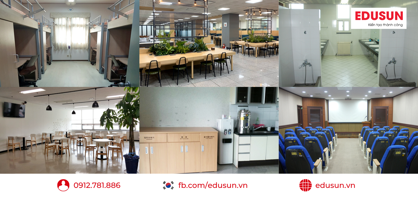 Cơ sở vật chất, phòng học và khu vực sinh hoạt chung hiện đại tại trường Đại học Inha Hàn Quốc.