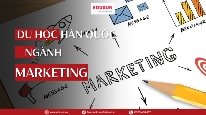 Đồ họa minh họa cẩm nang toàn tập về chương trình du học Hàn Quốc ngành Marketing của trung tâm EduSun.