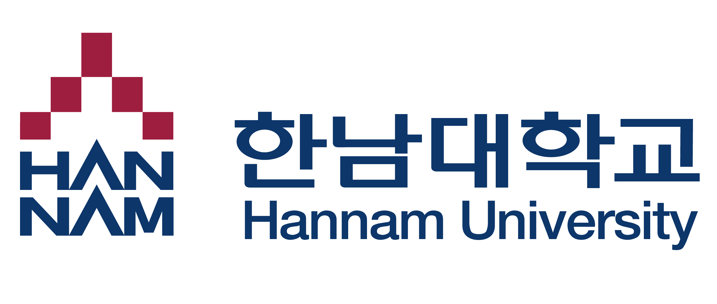 Logo chính thức của trường Đại học Hannam với biểu tượng khối vuông và dòng chữ Hannam University.