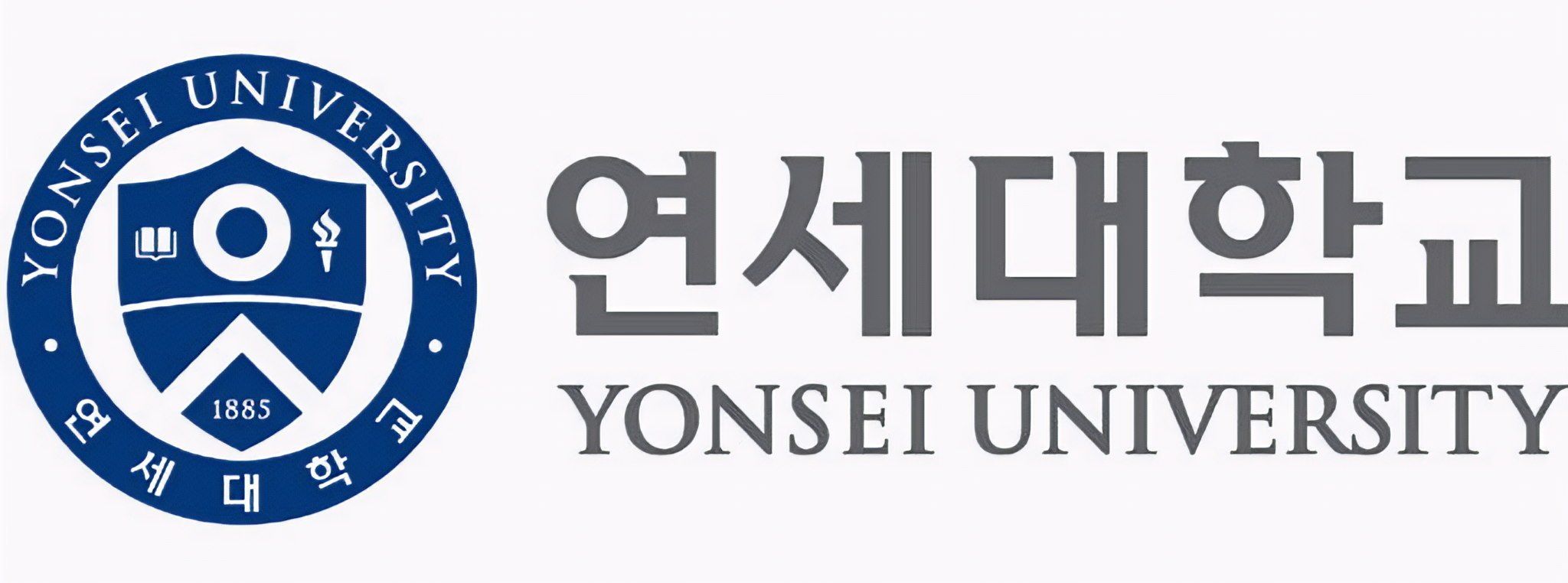 Logo chính thức của trường Đại học Yonsei với vòng tròn xanh dương và tên trường Yonsei University.